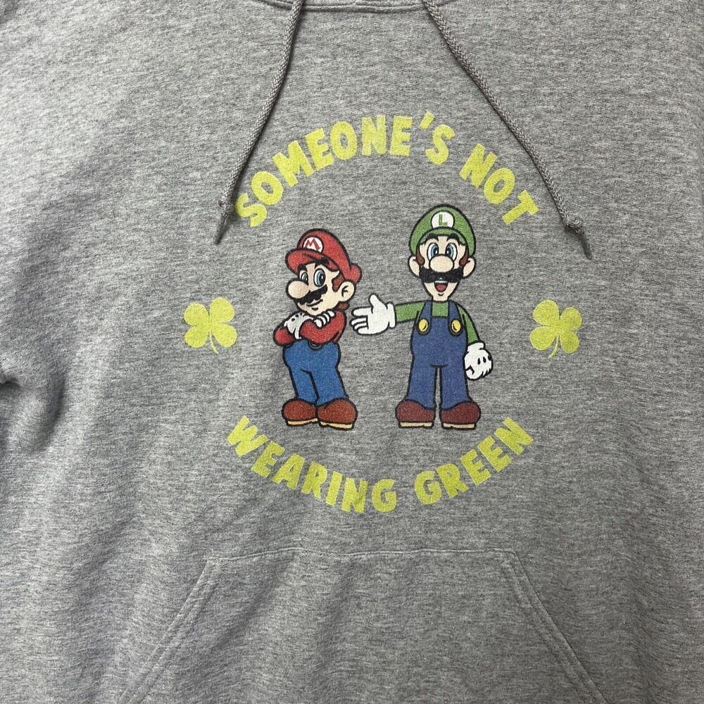 Nintendo Mario & Luigi St. Patricks Day Grey hoodie official license March